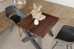 #holznussbaum-optik #80x80 #x-gestellschwarz