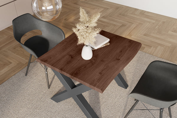 #holznussbaum-optik #80x80 #x-gestellschwarz