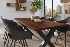 #holznussbaum-optik #200x100 #x-gestellschwarz