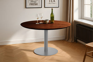 #akazienussbaumfarben #90x90 #säulen-gestellrundsilber