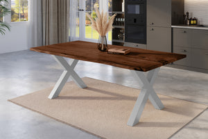 #nussbaumfarben #200x100 #x-gestellsilber