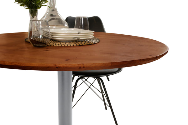 #akazienussbaumfarben #90x90 #säulen-gestellrundsilber