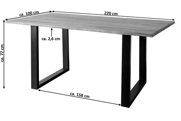 #sheeshamteakfarben #220x100 #u-gestellschwarz