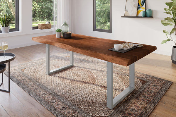 #akazienussbaumfarben #220x100 #u-gestellsilber