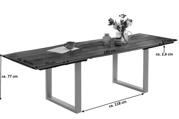 #naturfarben #180(280)x90 #u-gestellschwarz