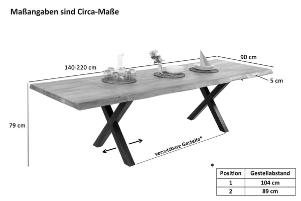 #nussbaumfarben #140(220)x90 #x-gestellschwarz