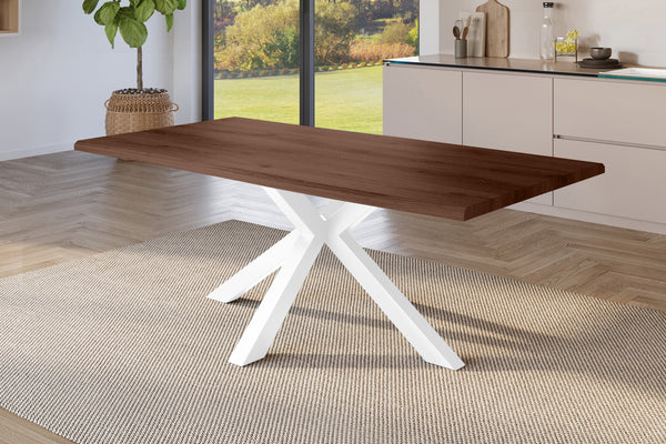 #holznussbaum-optik #220x100 #spider-gestellweiß