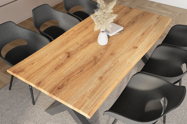 #holzwildeiche-optik #240x100 #x-gestellschwarz