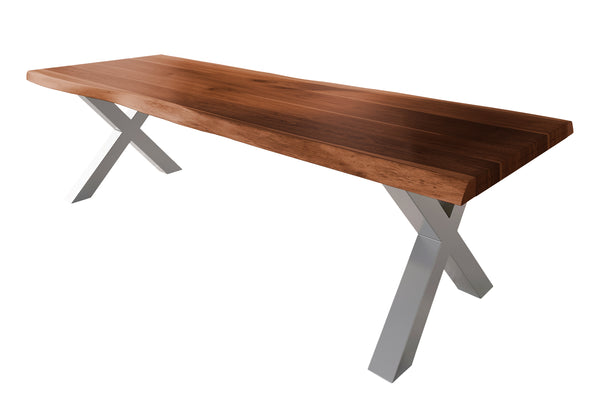#akazienussbaumfarben #260x100 #x-gestellsilber