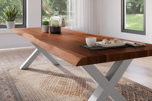 #akazienussbaumfarben #260x100 #x-gestellsilber