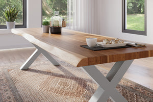 #akazienaturfarben #260x100 #x-gestellsilber