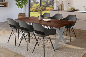 #holznussbaum-optik #200x100 #x-gestellsilber