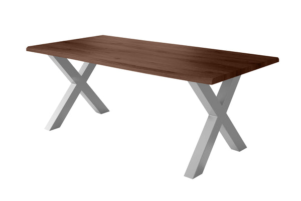 #holznussbaum-optik #200x100 #x-gestellsilber