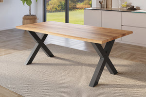 #holzwildeiche-optik #220x100 #x-gestellschwarz