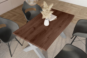 #holznussbaum-optik #160x85 #x-gestellsilber