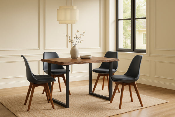 #holznussbaum-optik #140x80 #schalenstuhlschwarz