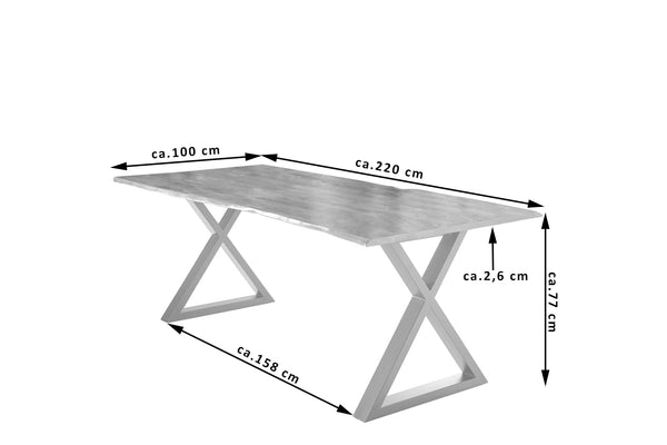 #naturfarben #220x100 #x-gestellsilber