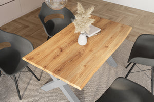 #holzwildeiche-optik #160x85 #x-gestellsilber