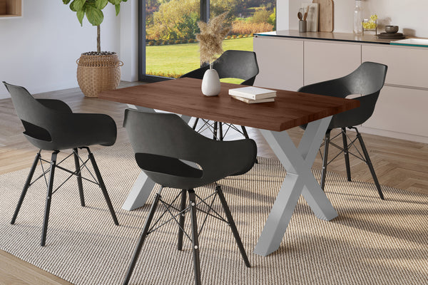 #holznussbaum-optik #140x80 #x-gestellsilber