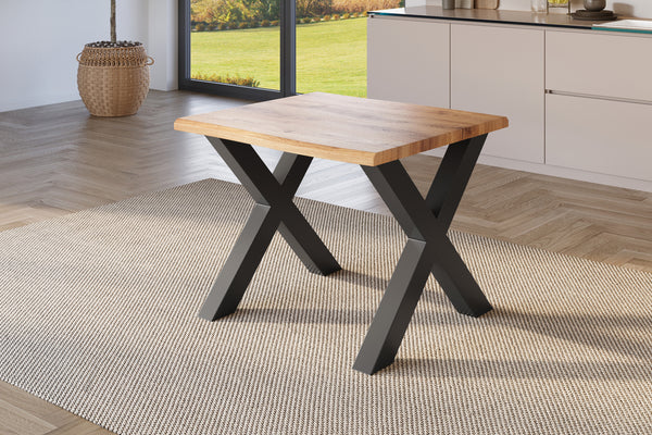 #holzwildeiche-optik #80x80 #x-gestellschwarz