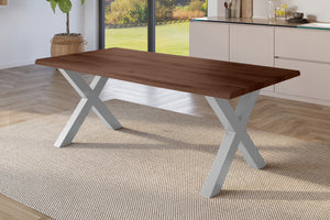 #holznussbaum-optik #180x90 #x-gestellsilber