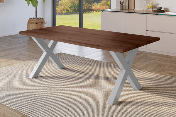 #holznussbaum-optik #180x90 #x-gestellsilber
