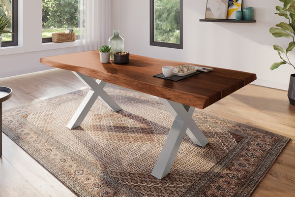 #akazienussbaumfarben #220x100 #x-gestellsilber