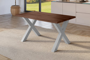 #holznussbaum-optik #140x80 #x-gestellsilber