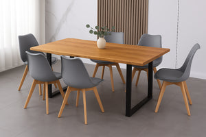 #holzwildeichen-optik #160x85 #schalenstuhlgrau