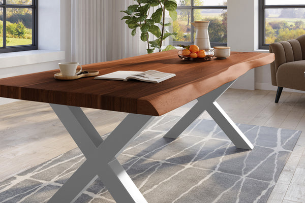 #nussbaumfarben #220x110 #x-gestellsilber