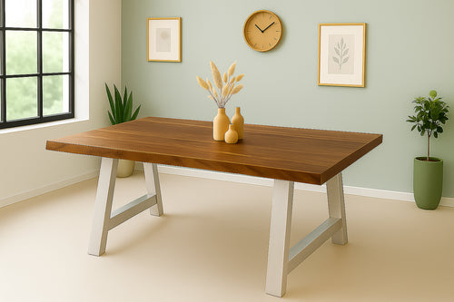 #akazienussbaumfarben #220x100 #a-gestellsilber