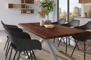 #nussbaumfarben #220x100 #u-gestellsilber