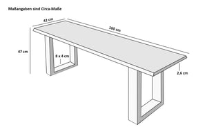 #nussbaumfarben #160cm #u-gestellschwarz