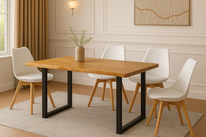 #holzwildeichen-optik #140x80 #schalenstuhlweiß