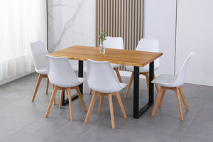 #holzwildeichen-optik #180x90 #schalenstuhlweiß