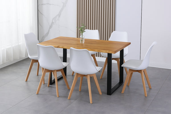 #holzwildeichen-optik #180x90 #schalenstuhlweiß