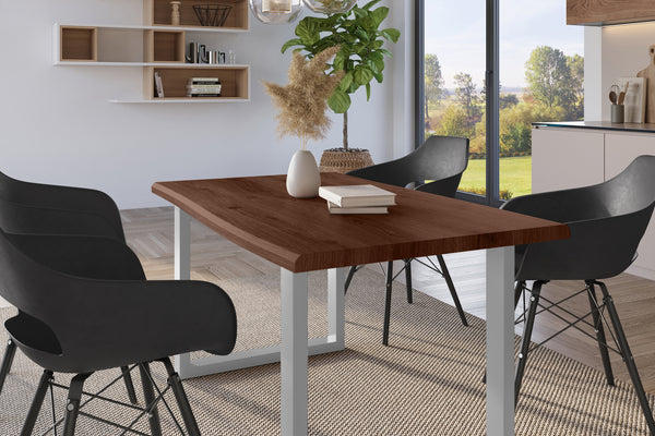 #holznussbaum-optik #160x85 #u-gestellsilber