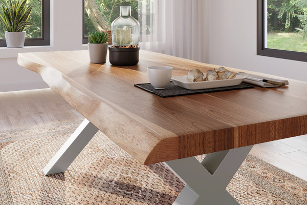 #akazienaturfarben #220x100 #x-gestellsilber
