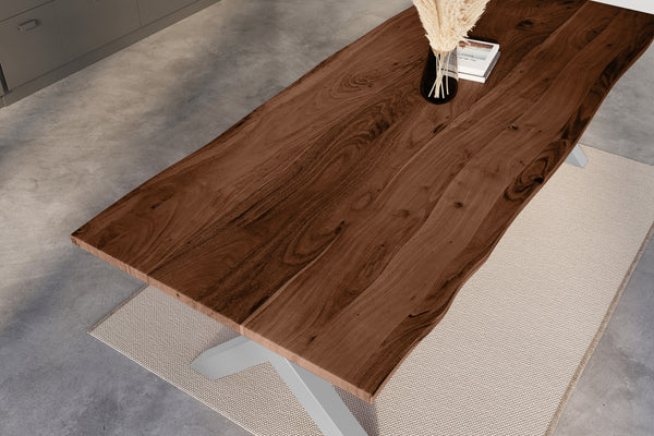 #nussbaumfarben #240x100 #x-gestellsilber