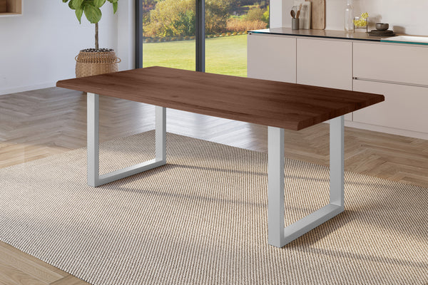 #holznussbaum-optik #220x100 #u-gestellsilber