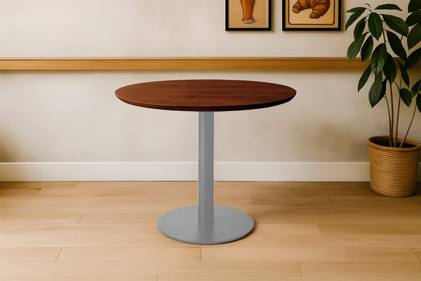 #akazienussbaumfarben #80x80 #säulen-gestellrundsilber