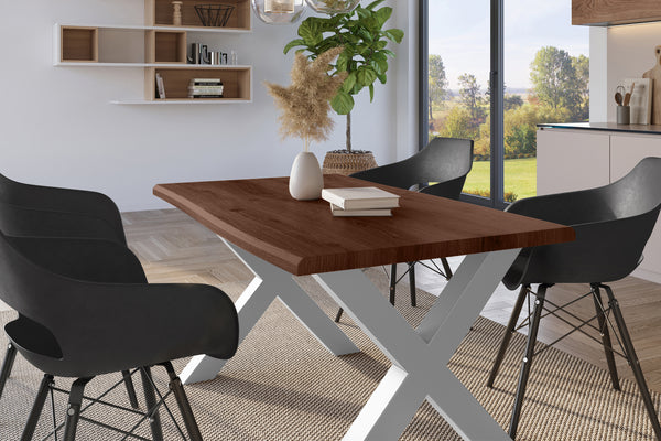 #holznussbaum-optik #140x80 #x-gestellsilber