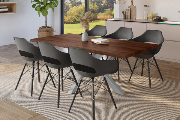 #holznussbaum-optik #180x90 #spider-gestellsilber