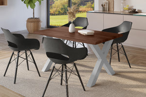 #holznussbaum-optik #120x80 #x-gestellsilber