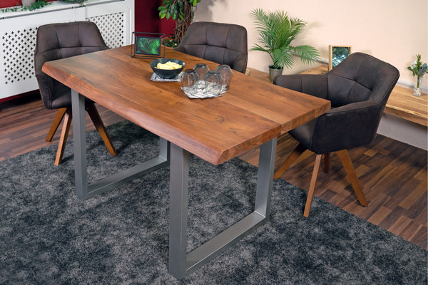 #akazienussbaumfarben #140x80 #u-gestellsilber