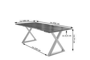 #nussbaumfarben #220x100 #x-gestellsilber