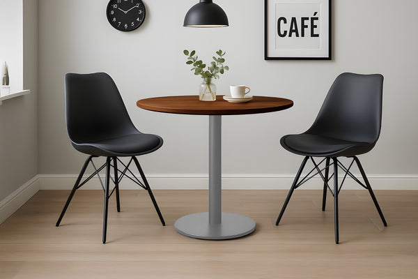 #akazienussbaumfarben #80x80 #säulen-gestellrundsilber