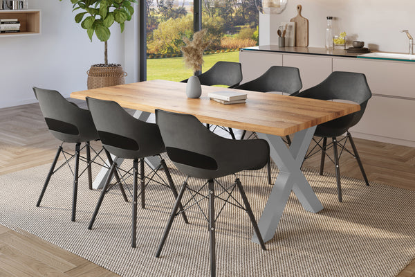 #holzwildeiche-optik #220x100 #x-gestellsilber