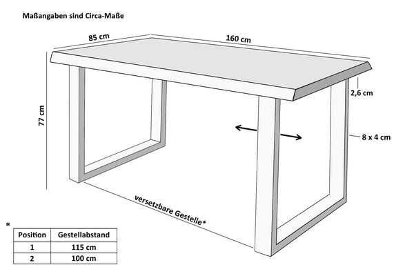 #160x85 #u-gestellschwarz