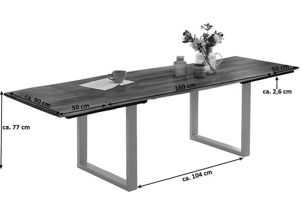 #nussbaumfarben #160(260)x90 #u-gestellsilber